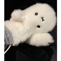 AliExpress Miffy Anime Plush Glove Cute Cartoon Plush Cold Protection Keep Warm Hanging The Neck Cycling Kawaii Winter Gloves Birthday Gift