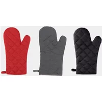 2PC Heat Resistant Oven Mitts - Cotton Linen Baking Gloves Microwave Safe BBQ Non-Slip Kitchen Cooking Tools
