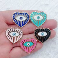 10pcs Evil Blue Eye Pendant Alloy Oil Drop Love Pendant DIY Necklace Keychain Devil Eye Pendant Jewelry