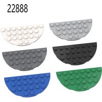 Little Builder MOC Parts Plate Round Half Corner 4x8 Brick 5pcs DIY Assmble Building Blocks Particle Toy Compatible with 22888