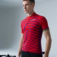 AliExpress RAUDAX Raudax Red Cycling Jersey with Purple Stripe MTB Bike Top Short Sleeve Mountain Road Riding Clothing Bicycle Shirt