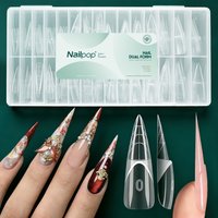 Nailpop Stiletto Shape Space French Nail Dual Forms 150pcs Reusable PP Extension Molds with 3D Smart French Line for Time-Saving