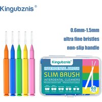 Kingubznis 60Pcs Interdental Brush Toothpicks Dental Orthodontic Teeth Cleaning Tools Soft Bristles I Shape 0.6mm-1.5mm