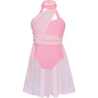 Kids Girls Gymnastics Ballet Lyrical Leotard Dress Ruched Bodice Contemporary Tutu Skirts Ballerina Figure Skating Dance Costume