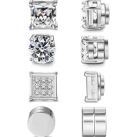 1 Pairs 6MM Stainless Steel Magnetic Stud Earrings for Men Women Non-Piercing Clip on Stud Earrings Set Non Piercing Jewelry