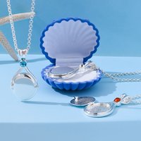 Shine Blue Crystal Shell Pendant Classic Tv H2o Mermaid Necklace Trendy Zircon Silver Plated Copper Jewelry Just Add Water