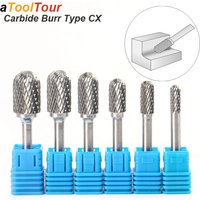 Fraise rotative en carbure de tungstène, style C, bout sphérique cylindrique, 6 mm, tige de 1/4 po, outils de sculpture de moules, fraise à coupe simple pour métal