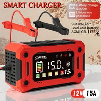12V 15A Car Battery Charger With Power Recovery Function LED Digital Touch Screen Suitable For Automotive AGM GEL Batteries