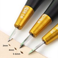 QJH Leather Stitching Awl Diamond Shape Ebony Blackwood & Brass Craft Tool Hand Sewing Awl DIY Stitcher Taper 3mm 4mm 5- 6mmSize