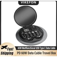 Multifunctional PD 60W USB Type C Data Cable Set Fast Charging For IPhone Xiaomi Charger Storage Box Adapter Card Pin Travel Box