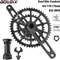 GOLDIX Ultralight Road Bike Crankset 50-34T/52-36T/53-39T Double Chainring 165/170/172.5/175mm Length Hollow Bicycle Crank