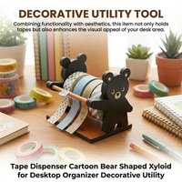 Cute Bear Tape Dispenser Desktop Organizer Wooden Craft Supplies for Office School Home Decoration Unique Gift