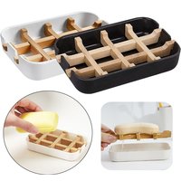 Bamboo Wooden Soap Dishes for Shower with Drainage Bathroom Bar Soap Holder Detachable Soap Stand Sink Deck Bathtub Shower Tray