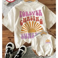 Forever Chasing Sunsets Printed T-Shirts Female Funny T Shirts Korean Fashion Graphic Casual Summer Tops Women Clothing