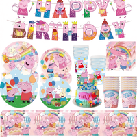 Peppd Pig Party Decorations supplies Plate Cup Tablecloth Balloons George Paged Pink Tableware Baby Party Supplies Kits gifts