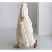 Loose Large Size Long Knee-Length Round Neck Overhead Dress 2025 Student Bow Knot Dress Feminine Elegant Style
