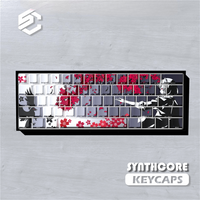 Sakura Raven Keycaps Cherry Side-engraved Translucent Keycaps PBT 129 Keys for Wooting 68/84/87/104 Mechanical Keyboards.