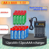 2026 Long Life Rechargeable Battery1.5V AA9800Mah+AAA 8800Mah Smart Charger for Computer Clock RadioVideo Game Electronic Toys