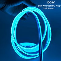 DC5V USB/Wire/DC Neon Strip Light Waterproof 5mm-6mm Narrow Rope Flexible Tape Silicone Tube Bar DIY Sign Red Green Blue Yellow