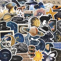 50pcs Retro Astronomy Universe Planets Stickers Galaxy Moon Astrology Aesthetic Decals Sticker for Suitcase Phone Notebook