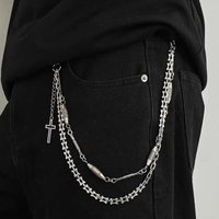 SHIXIN Layered Punk Cross Metal Chain Pendant Keychain for Women Men Pants Jeans Biker Goth Rock Belt Chains Jewelry Accessories