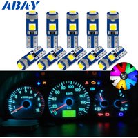 10pcs T5 Led Bulb 3SMD 3030 Chips Super Bright Car Board Instrument Panel Lamp Auto Dashboard Warming Indicator Wedge Light 12V