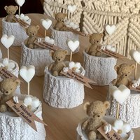 2pcs Silicone Mold Set: Wooden Stake Storage Jar & Adorable 3D Bear Mold for Epoxy Resin Craft