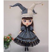 Clown style 3pcs Blythe doll outfit clothe skirt headwear socks 1/6 BJD 30cm for Pullip,Ob22,Ob24, Licca Azone