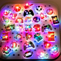 1pcs LED Gamepad Rugby Shoes Charms Pink Heart Nurse Luminous Shoe Decorations Cloud Mushroom Clog Accessories for Kids
