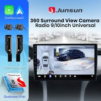 Autoradio Junsun 8 cœurs Qualcomm avec caméra 360°, CarPlay sans fil pour Apple et Android Auto, autoradio universel, GPS 4G, RDS, WiFi, BT, SWC, Navi, unité centrale stéréo 4G ESIM LTE