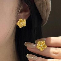 Retro brushed lily flower earrings for women new in fashion micro inlay diamonds luster earings stud wedding fine jewelry