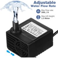 DC 6-12V 5W Submersible Water Pump 600L/H Mini Aquarium Fountain Pump with Suction Cups for Fish Tank