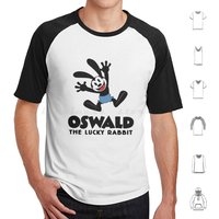 The Lucky Rabbit T Shirt Cotton Men Women DIY Print Oswald Rabbit Lucky Cartoon Vintage Retro Bunny Character Black White Gray