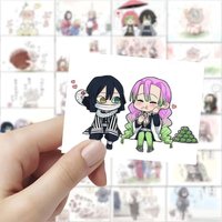 61Pcs Demon Slayer Healing Chibi Cartoon Sticker Set, Cute Character Interaction & Soft Tone Art Decals for Decor, DIY & Gifts