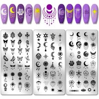 3pcs Moon Star Nail Stamp Plate Butterfly Flower Nail Art Template Stainless Steel Image Plate Nails Art Stencils for Women DIY
