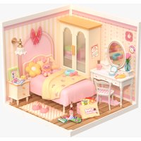 Robotime Rolife 3D-Puzzle-Modell Super Store Serie Schönes rosa Schlafzimmer Kunststoff DIY Miniaturhaus Kit Bausteine Kits