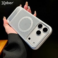 Luxury Heat Dissipation For Magsafe Case For iPhone 17 Pro Max Air 16 15 14 Plus 13 12 Breathable Wireless Charge Stand Cover