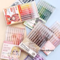 9Pcs Kawaii Morandi Gray Pens Set Multi Color Gel Ink Pens Vintage Marker Liner Ballpoint Pen School Office Stationery Gift Pen