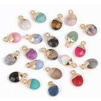 14x8mm Faceted Natural Stone Charm Pendant Agate Jade Quartz Women Jewelry Making for DIY Necklace Accessories 1pcs