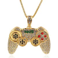 To My Son/Grandson Necklace Colorful Crystal Game Controller pendant Punk Hip Hop Friendship Game Console Necklace for Friends