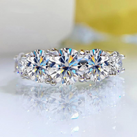 18k Vergoldete 3,6CT Moissanit-Ringe für Damen 5 Steine Funkelnder Diamant-Ehering S925 Sterling Silber Schmuck