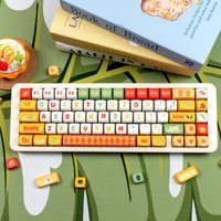 URE Japanese ramen Keycap Dye-Sublimation MOA profile PBT round cute Yellow keycap for MX 61 64 75 87 96 104 Mechanical Keyboard