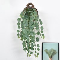 46-64cm Artificial Eucalyptus Plants Tropical Wall Hanging Vines Plastic Apple Leaf Fake Rattan for Wedding Home Balcony Decor
