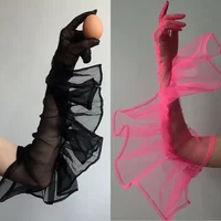 New performance gloves aesthetic personality photography props women's mesh solid colour ruffle French gloves female L