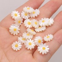 5pcs Natural Pearl Shell Sunflower Beads Daisy Sea Shell Charms Loose Beads Used for Jewelry Making DIY Earring Bracelet Gift