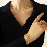 Women's Personality Blade Snake Bone Chain Necklace Bracelet Set Titanium Steel Model Daily Universal Accessory Fashion Jewelry