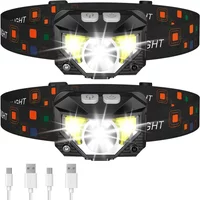 Headlamp Flashlight, 1200 Lumen Ultra-Light Bright LED Rechargeable Headlight with White Red Light,2Pack Waterproof Motion