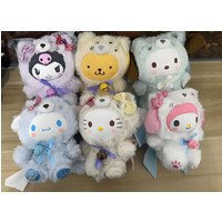 Kawaii Sanrio Bärenkostüm Plüschpuppe Kuromi Hello Kitty My Melody Cinnamoroll Pochacco Pompompurin Weiches Stofftier Geburtstagsgeschenk