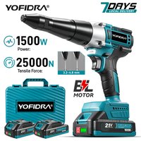 YOFIDRA 25000N Bürstenloser Elektrischer Nietpistole 3,2~4,8mm Kabelloser Nietmutternschrauber Bohrwerkzeug für Makita 21V Akku