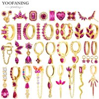 Boucles d'oreilles en argent Sterling 925 pour femmes, aiguille d'oreille, cerceau exquis, classique, série Rose rouge, bijoux cadeau